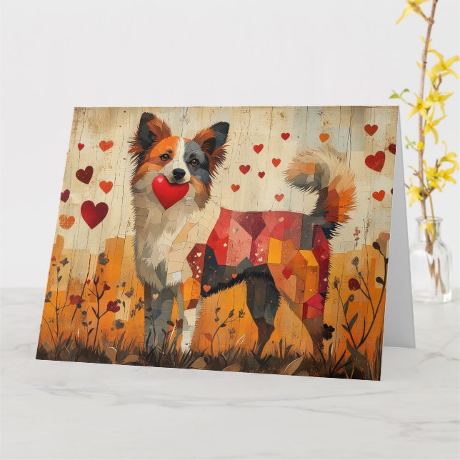 Carte L'art populaire du chien de bétail australien avec (Fleur jaune)