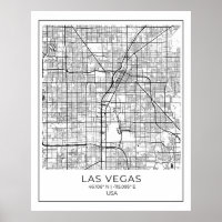 Carte Las Vegas - Las Vegas White Map Poster