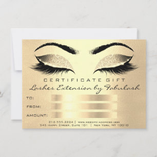 Carte Lash Champaig Gold Maquillage Artiste Certificat C