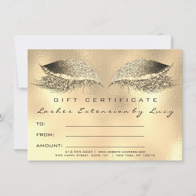 Carte Lashes Beauty Studio certificat maquillage cadeau  (Devant)