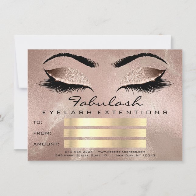 Carte Lashes de luxe Rose maquillage Artiste certificat  (Devant)
