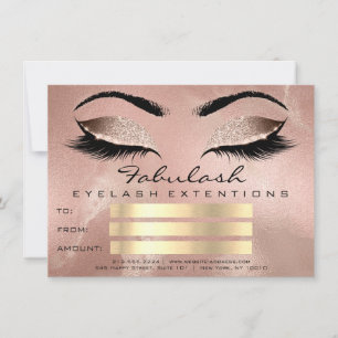 Carte Lashes de luxe Rose maquillage Artiste certificat 