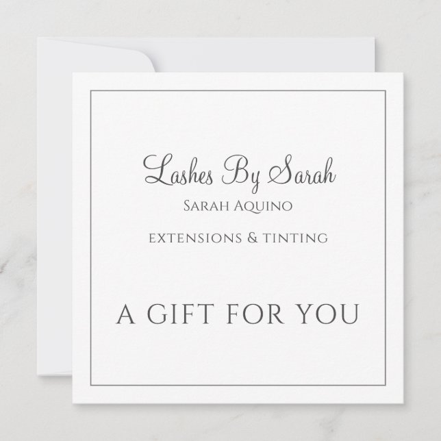 Carte Lashes Et Services De Beauté Sage Texté Vert (Devant)