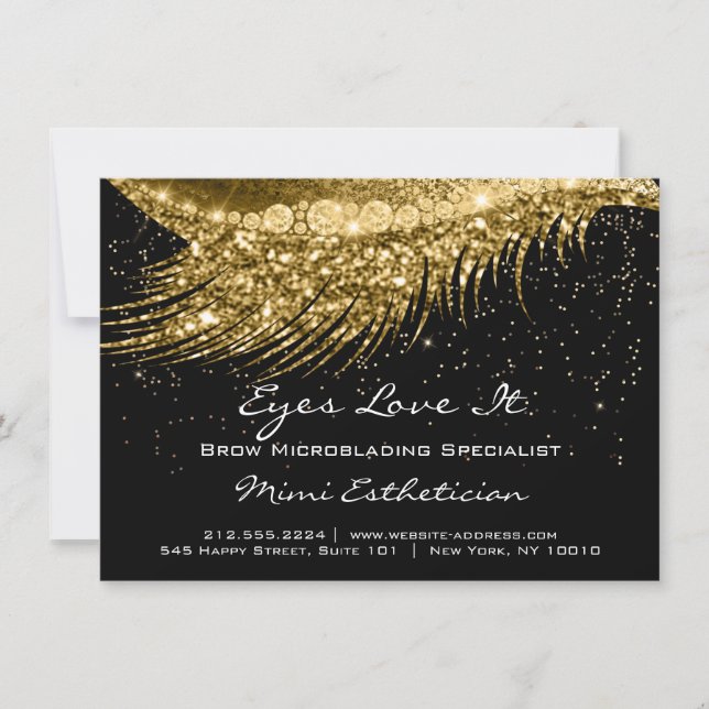 Carte Lashes Prolongation Instructions de post-soins Or  (Devant)