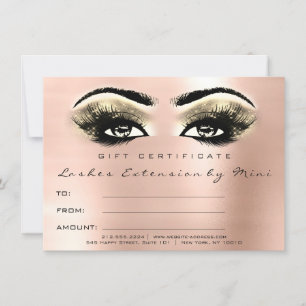 Carte Lashes Rose Gold Blush certificat maquillage cadea