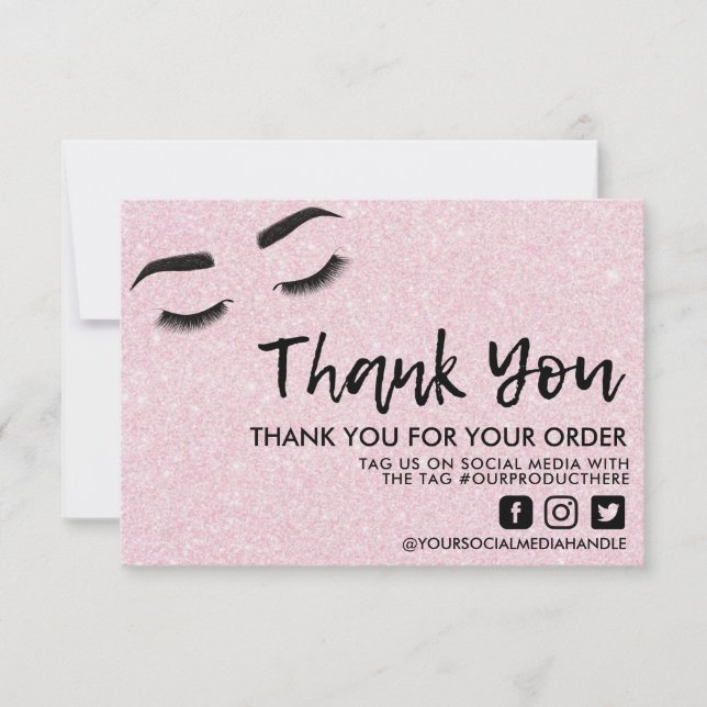 Carte Lashes rose yeux Élégant Merci Média Insertion (Devant)