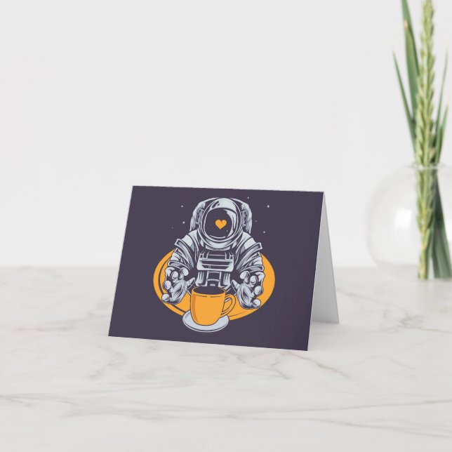 Carte L'astronaute aime le café (Devant)
