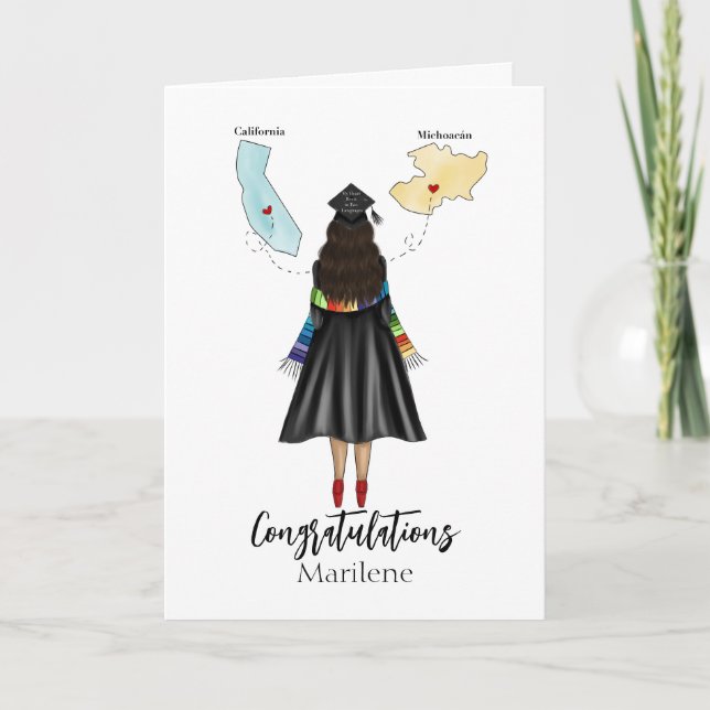 Carte Latina Graduate avec deux Etats Félicitations (Devant)