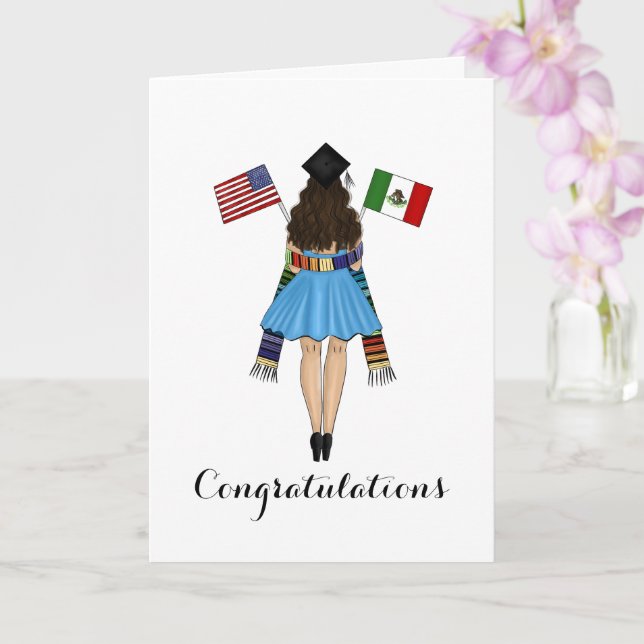 Carte Latina Graduate Serape Mexique Amérique drapeaux G (Orchidée)