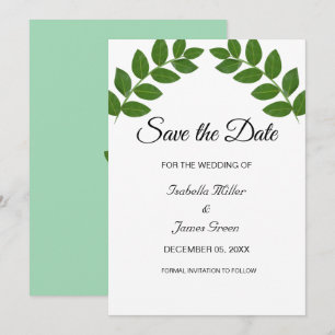 Carte Laurel Feuilles mariage Enregistrer la date Invita