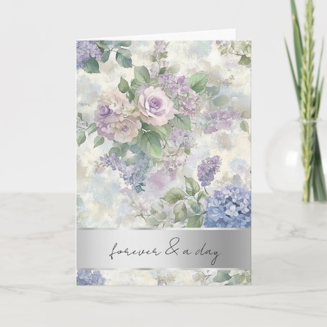 Carte Lavande romantique Rose Mariage (Devant)