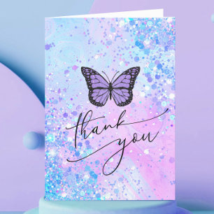 Carte lavender butterfly thank you
