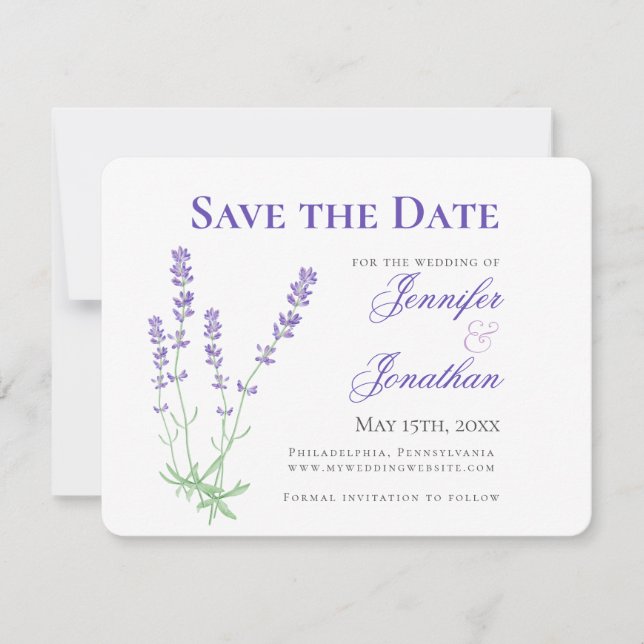 Carte Lavender Floral Fiançailles Photo Enregistrer la d (Devant)