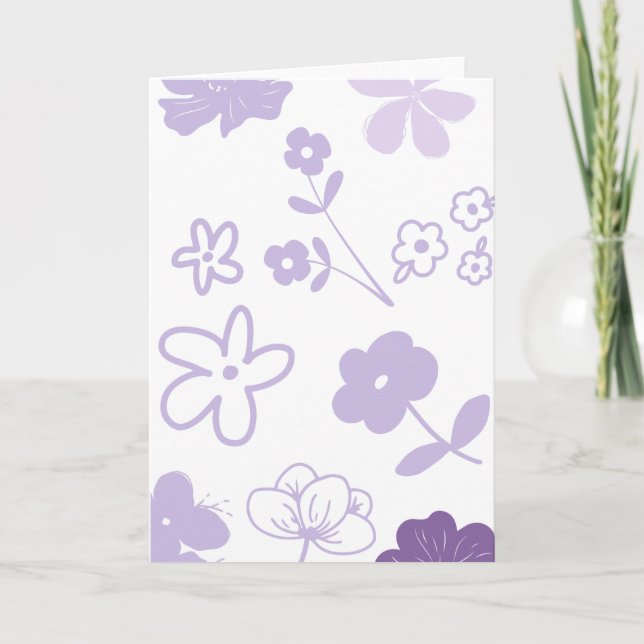 Carte Lavender Florals on White Background  (Devant)