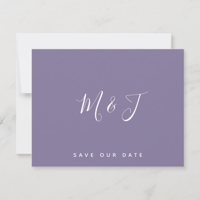 Carte Lavender Initiales mariage Enregistrer la date (Devant)
