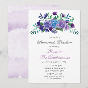 Carte Lavender Paint Floral Bridesmaids Luncheon Invitat