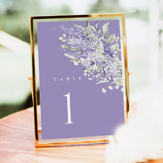 Carte Lavender Wedding Table Numbers, Sage Green Floral