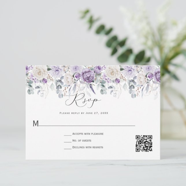 Carte Lavender White Peonies Rose Floral (Debout devant)