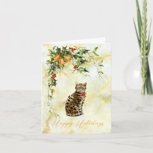 Carte Lavish Christmas Garland Card du chat (Devant)