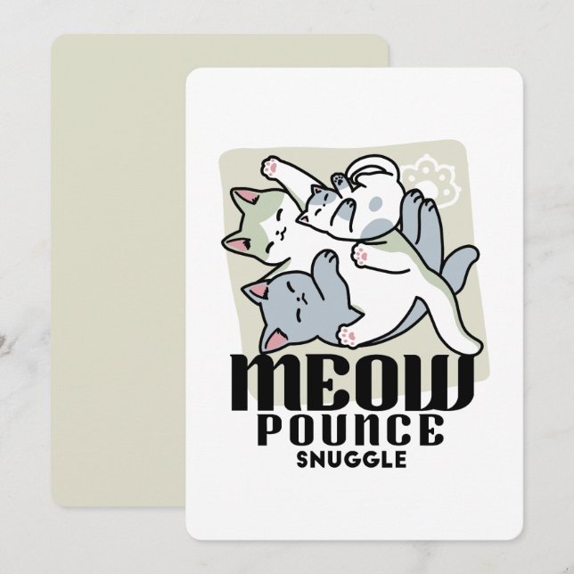 Carte Laze Furr Days - Cute Lazy Cats Design (Devant / Derrière)