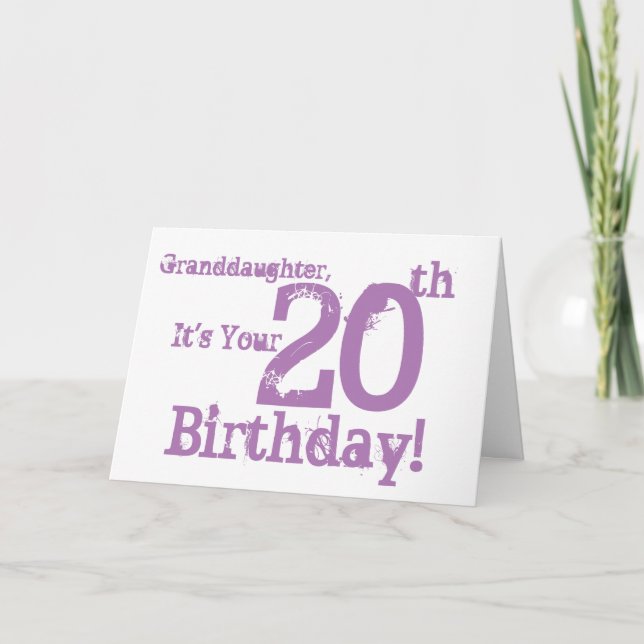Carte Le 20ème anniversaire de la petite-fille dans le (Devant)