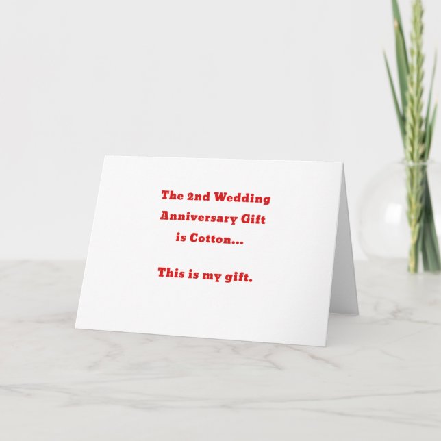 Carte Le 2ème anniversaire de mariage est en Coton C'est (Devant)