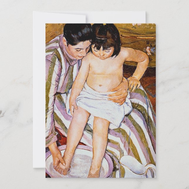 Carte Le Bain de Mary Cassatt mère baignade art enfant (Devant)