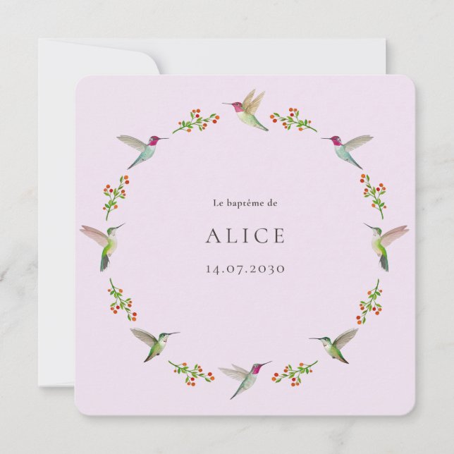 Carte Le baptême des colibris d'Anna avec photo (Devant)