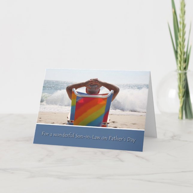 Carte Le beau-fils de fête des pères, plage d'océan, (Devant)