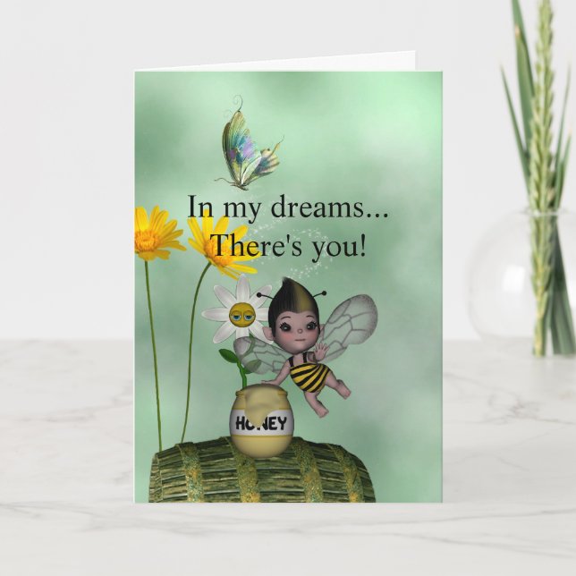Carte Le bébé adorable mignon gaffent le miel d'abeille (Devant)