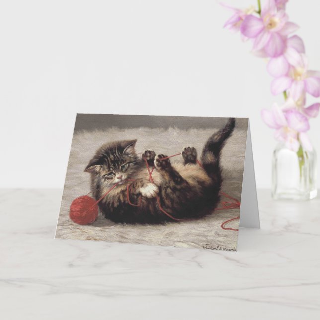 Carte Le berceau de chat, un chat qui joue à la balle de (Orchidée)