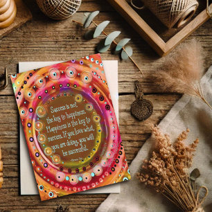 Carte Le bonheur est la clé de la réussite Citation insp