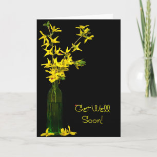 Carte le bouquet jaune de forsythia obtiennent bien