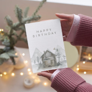 Carte Le Cabine de la Forêt de Montagne Joyeux anniversa