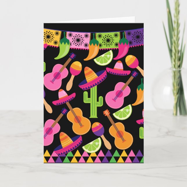 Carte Le cactus de sombrero de partie de fiesta chaule (Devant)