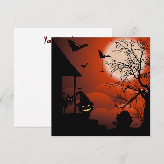 Carte Le cauchemar de la lune sanglante d'Halloween (Devant / Derrière)