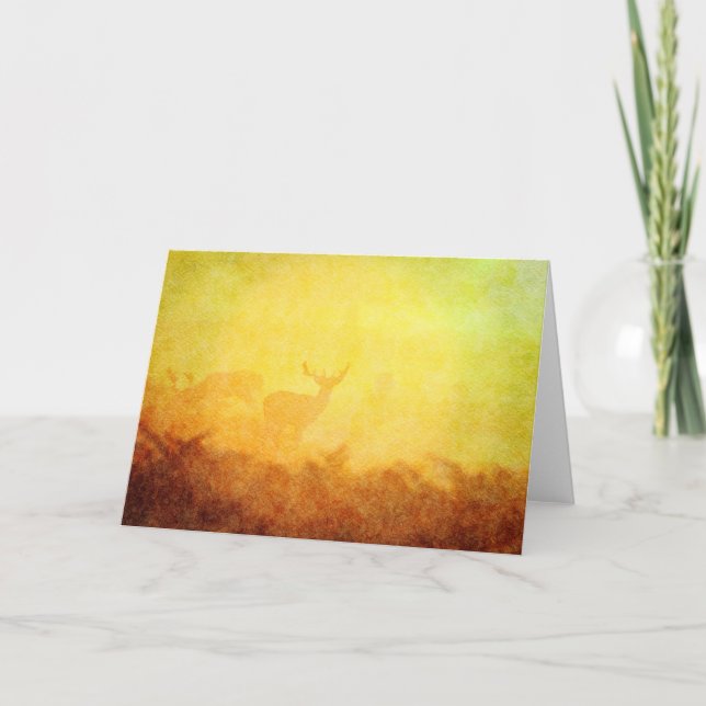 Carte Le cerf de Virginie en soirée Art de l'aquarelle d (Devant)