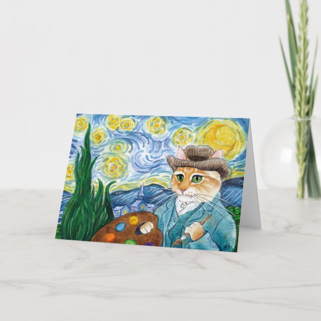 Carte Le chat de Van Gogh, nuit étoilée charrient (Devant)