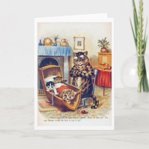 Carte Le chat Dozing et le chat Baby, Louis Wain