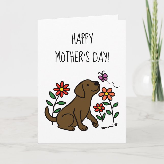 Carte Le chocolat Labrador et la Fête des Mères Vertes (Devant)