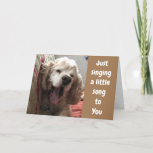 CARTE LE COCKER ESPAGNOL CHANTE HEUREUX ANNIVERSAIRE À "