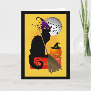 Carte Le Conversation Noir - Chat aux Sorcières d'Hallow