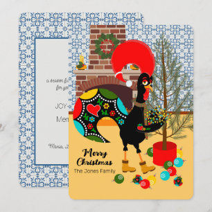 Carte Le coq portugais et les lumières de Noël