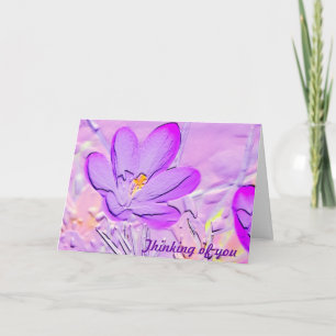 Carte Le crocus pourpre de relief pensant à vous cardent