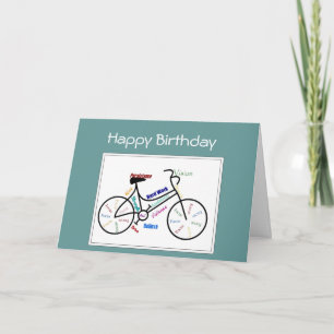 Carte Le cycle de vélo de salutation d'anniversaire,