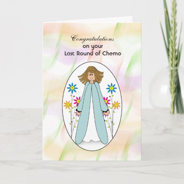 Carte Le dernier traitement de chimio, fille fleurit des (Devant)