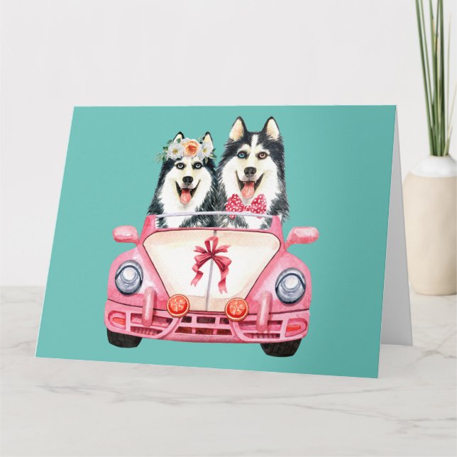 Carte Le design Mariage de Siberian Husky (Devant)