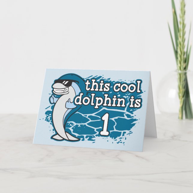 Carte Le ęr anniversaire de l'enfant ce dauphin frais (Devant)