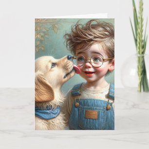 Carte Le garçon et son chien Anniversaire
