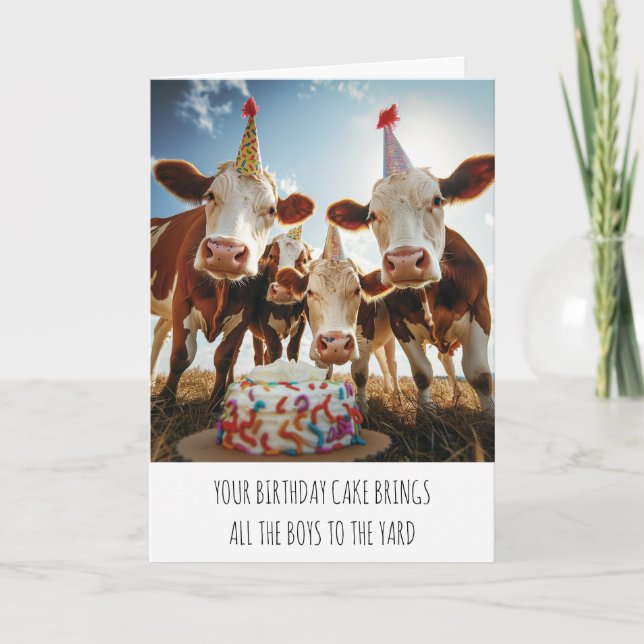 Carte Le Gâteau D'Anniversaire De Vache Apporte Tous Les (Devant)